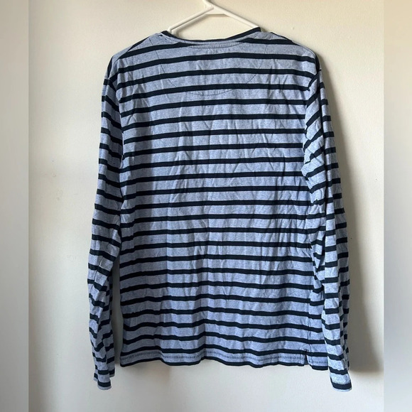 D&F Ricky Singh Stripped Blue Long  Sleeve Shirt - Picture 2 of 3